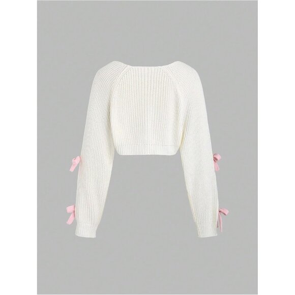 Women's Cropped Sweater Soft Knit Long Sleeve Casual Cardigan Top - Picture 2 of 6